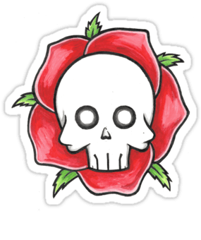 Generic Skull Rose Drawing Sticker Original Done In - Skull - Free Transparent PNG Clipart Images Download. - Transparent PNG Free Download | PNGio