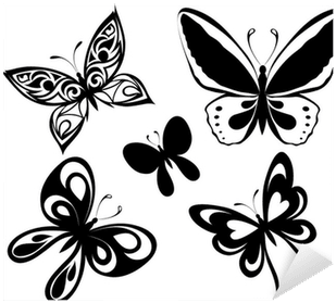 Set Black White Butterflies Of A Tattoo Sticker • Pixers® - Papillon En Noir Et Blanc - Free Transparent PNG Clipart Images Download. - Transparent PNG Free Download | PNGio
