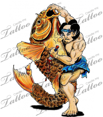 Marketplace Tattoo Koi Warrior - Cartoon - Free Transparent PNG Clipart Images Download. - Transparent PNG Free Download | PNGio
