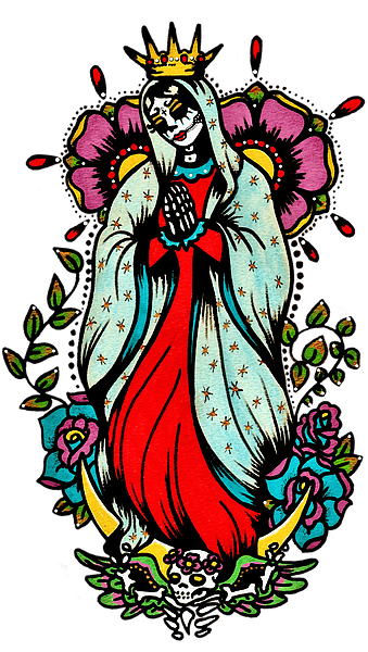 Day Of The Dead Art Virgin Mary Tattoo - Sugar Skull Virgen De Guadalupe - Free Transparent PNG Clipart Images Download. - Transparent PNG Free Download | PNGio