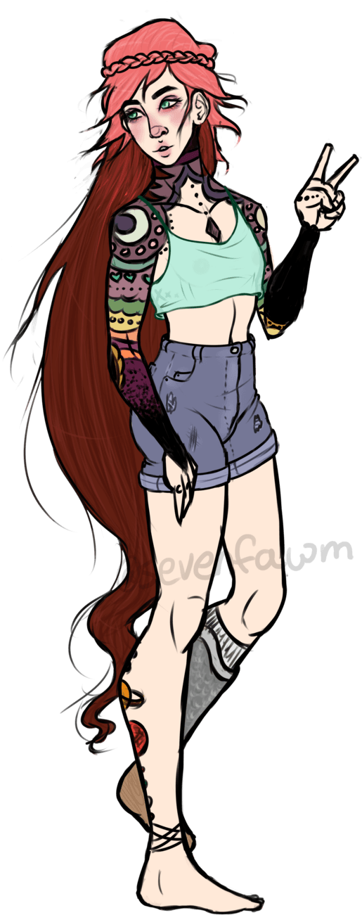 Tattoo Girl By Sevenfawm - Cartoon - Free Transparent PNG Clipart Images Download. - Transparent PNG Free Download | PNGio