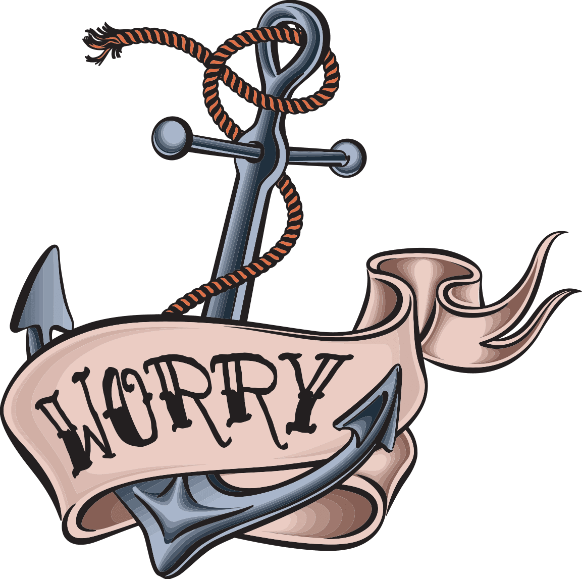 "worry" Tattoo - Art Print: Arty's Vintage Tattoo Design With Anchor, - Free Transparent PNG Clipart Images Download. - Transparent PNG Free Download | PNGio