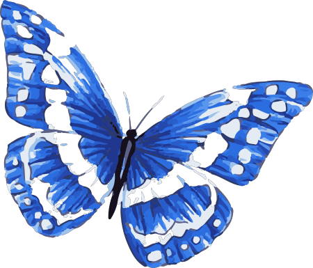 Blue Morpho Butterfly Tattoo In Watercolor Art With - Blue And White Butterfly - Free Transparent PNG Clipart Images Download. - Transparent PNG Free Download | PNGio