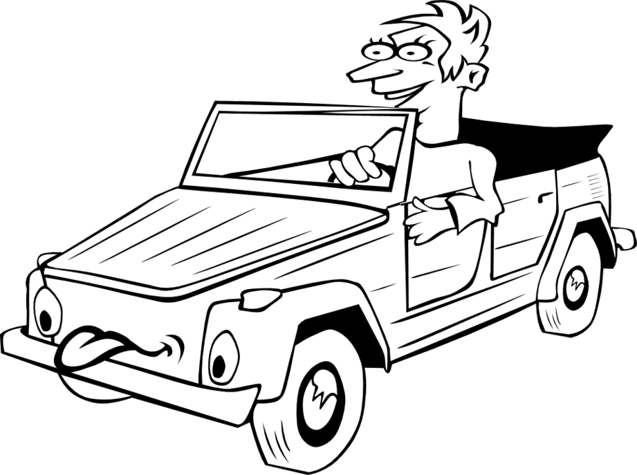 Boy Driving Car Cartoon 1 Black White Line Art Tatoo - Drive A Car Drawing - Free Transparent PNG Clipart Images Download. - Transparent PNG Free Download | PNGio