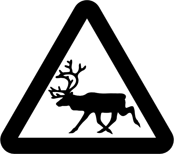 Warning Reindeer Roadsign Black White Line Art Tattoo - Road Sign Black And White - Free Transparent PNG Clipart Images Download. - Transparent PNG Free Download | PNGio