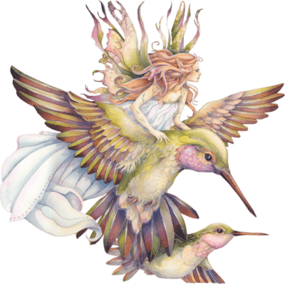 Download Hummingbird Tattoos Png Png Images - Amid Hummers Night Dream Mystical Visionary Art Print - Free Transparent PNG Clipart Images Download. - Transparent PNG Free Download | PNGio
