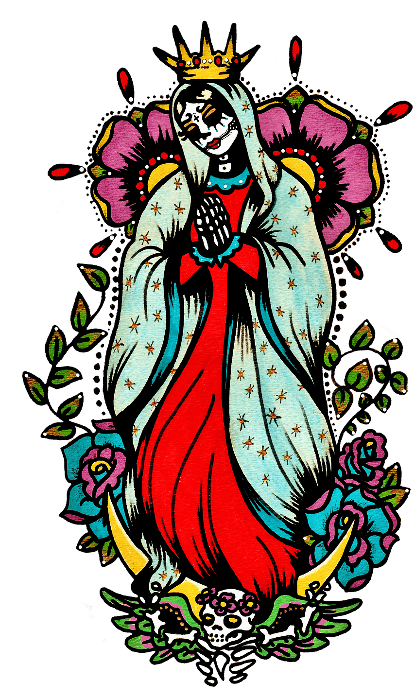 Day Of The Dead Art Virgin Mary Tattoo - Virgin Mary Day Of The Dead - Free Transparent PNG Clipart Images Download. - Transparent PNG Free Download | PNGio