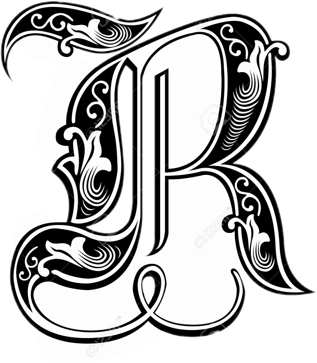 Clip Art Free Tattoo R Bw Sticker By Redcakra - Fancy Royal Letter R - Free Transparent PNG Clipart Images Download. - Transparent PNG Free Download | PNGio