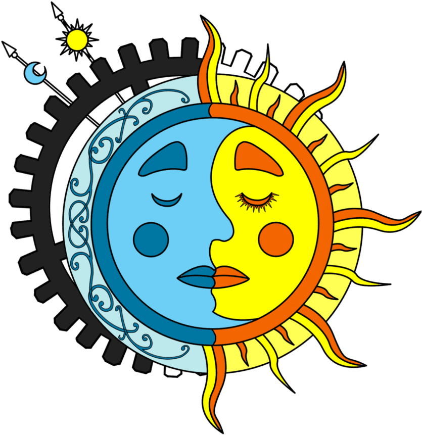 Moon Sun Steampunk Tattoo Color 1 By Dimensionten On - Vector Graphics - Free Transparent PNG Clipart Images Download. - Transparent PNG Free Download | PNGio
