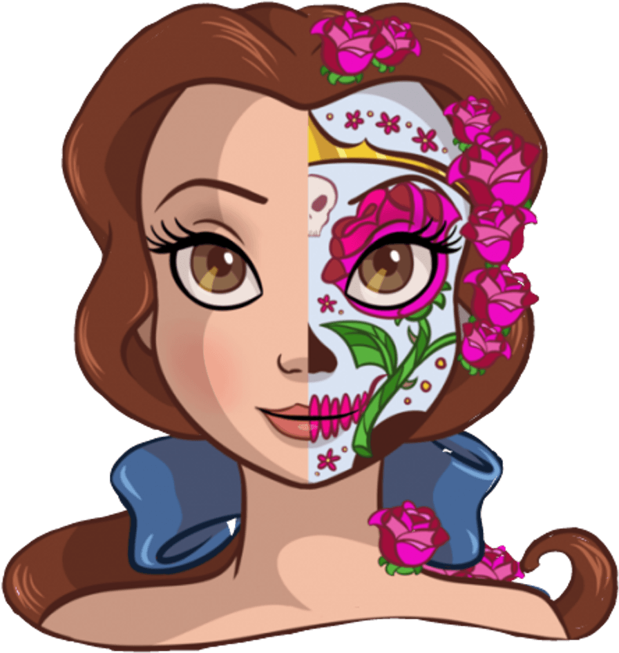 Princess Clip Face - Day Of The Dead Belle - Free Transparent PNG Clipart Images Download. - Transparent PNG Free Download | PNGio