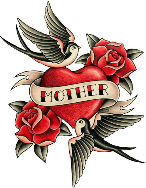 Transparent Heart Tattoo Clipart - Old School Mom Heart Tattoo, HD Png Download - Transparent PNG Free Download | PNGio