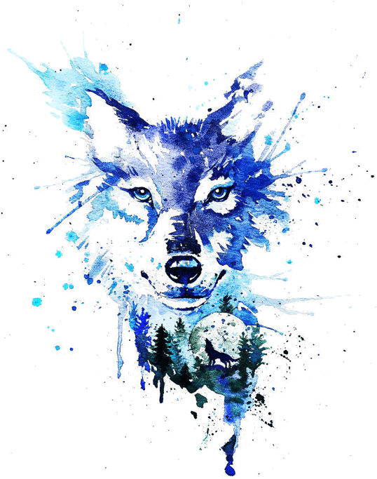 Transparent Wolf Howl Png - Watercolor Howling Wolf Tattoo, Png Download - Transparent PNG Free Download | PNGio