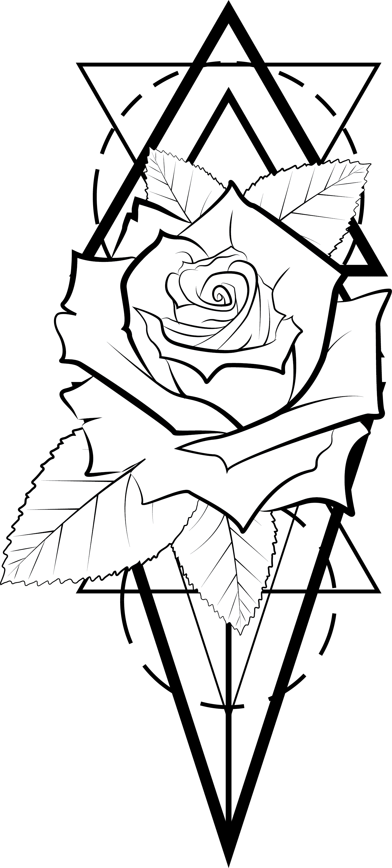 Geometric Rose Tattoo, - Transparent Geometric Tattoo Png, Png Download - Transparent PNG Free Download | PNGio