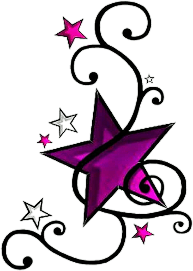Stars Star Tattoo Purple Black Vines Sticker - Star Tattoo Designs, HD Png Download - Transparent PNG Free Download | PNGio