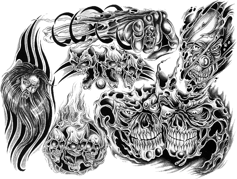 Clip Art Skull Tattoo Flash - Skull Tattoo Background Designs, HD Png Download - Transparent PNG Free Download | PNGio