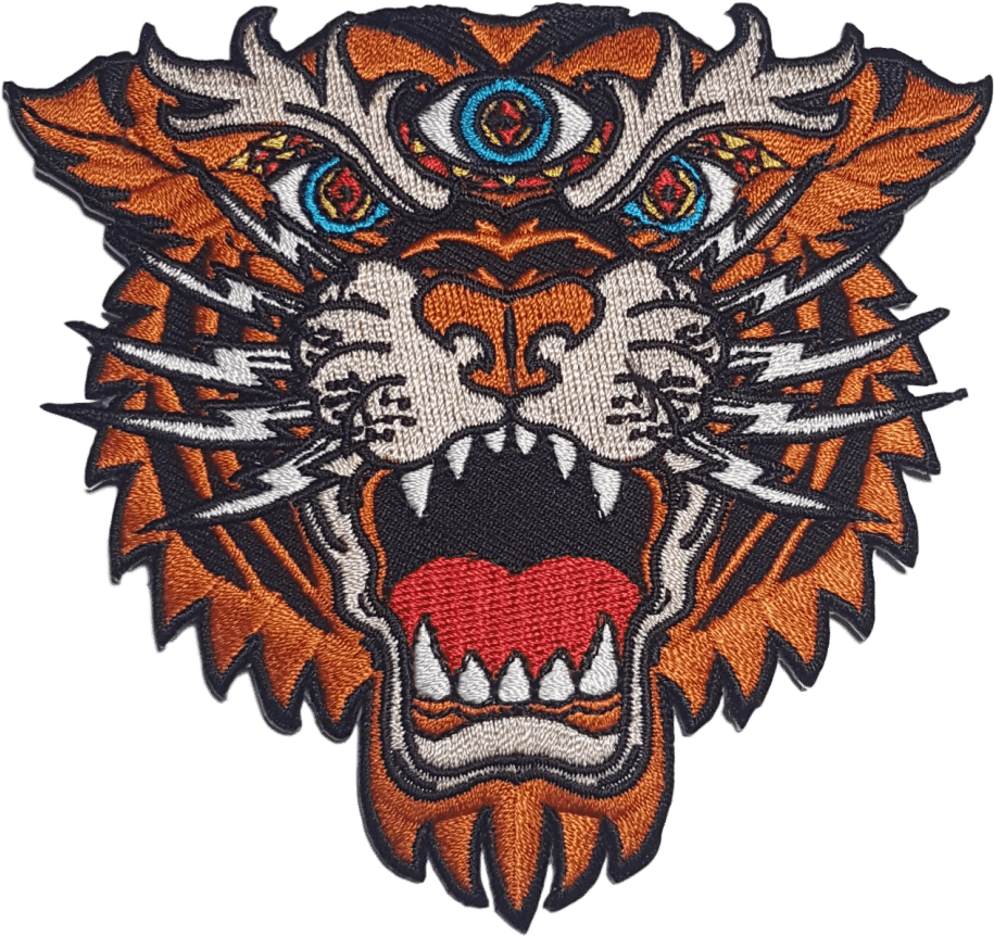 Third Eye Tiger Embroidered Patch Tattoo Flash / Biker - Third Eye Tiger Tattoo, HD Png Download - Transparent PNG Free Download | PNGio