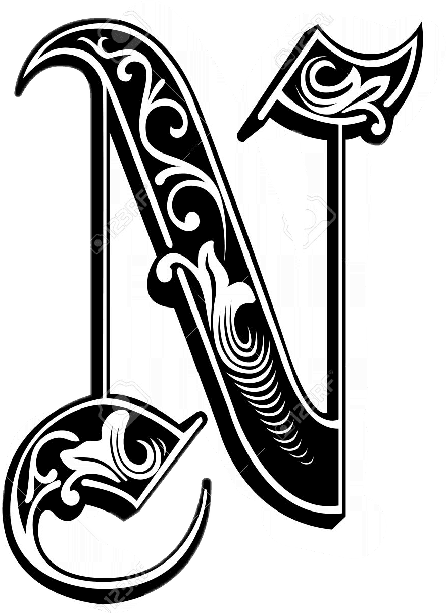 #tattoo #alphabet #n #blackandwhite - Gothic Letter N Png, Transparent - Transparent PNG Free Download | PNGio