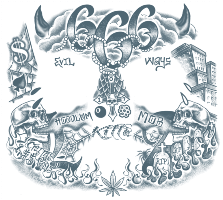 Hoolum Face Tattoo - Hoodlum Face Tattoo, HD Png Download - Transparent PNG Free Download | PNGio