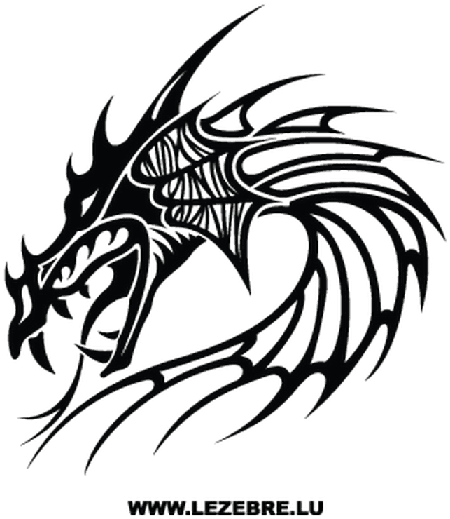 Dragon Head Tribal Tattoo , Png Download - Tattoo Designs For Men Simple Dragon, Transparent - Transparent PNG Free Download | PNGio