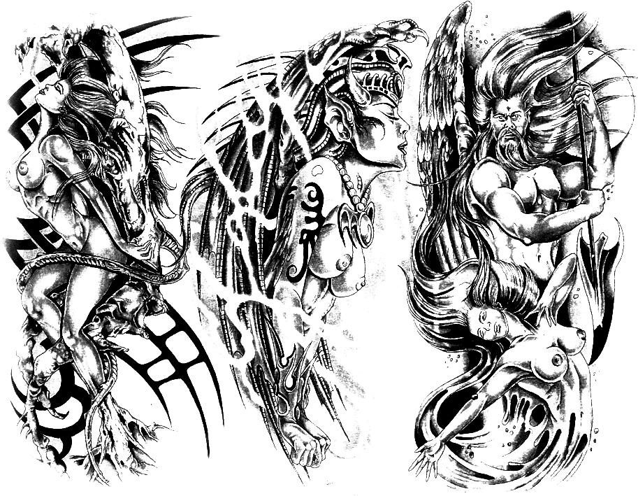 Tattoo Artist Flash Sleeve Tattoo Irezumi, HD Png Download - Transparent PNG Free Download | PNGio