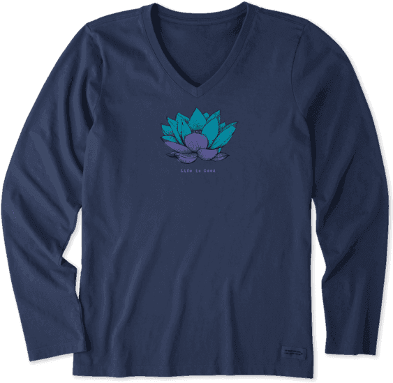 Women"s Lotus Flower Engraved Long Sleeve Crusher Vee - Womens Thanksgiving Shirts Funny, HD Png Download - Transparent PNG Free Download | PNGio