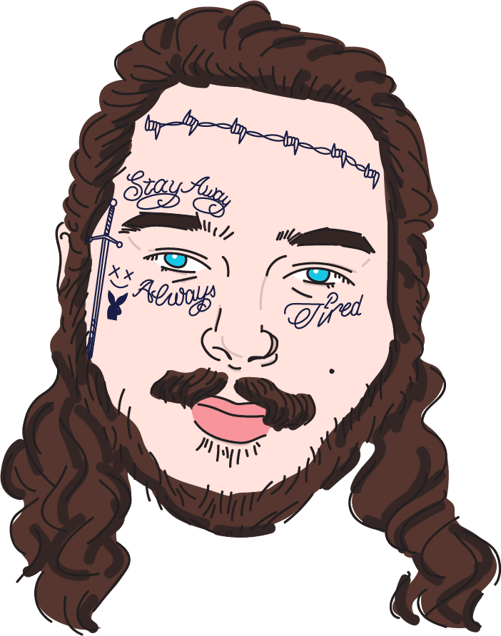 Transparent Tattoo Parlor Clipart - Post Malone Face Tattoos Png, Png Download - Transparent PNG Free Download | PNGio