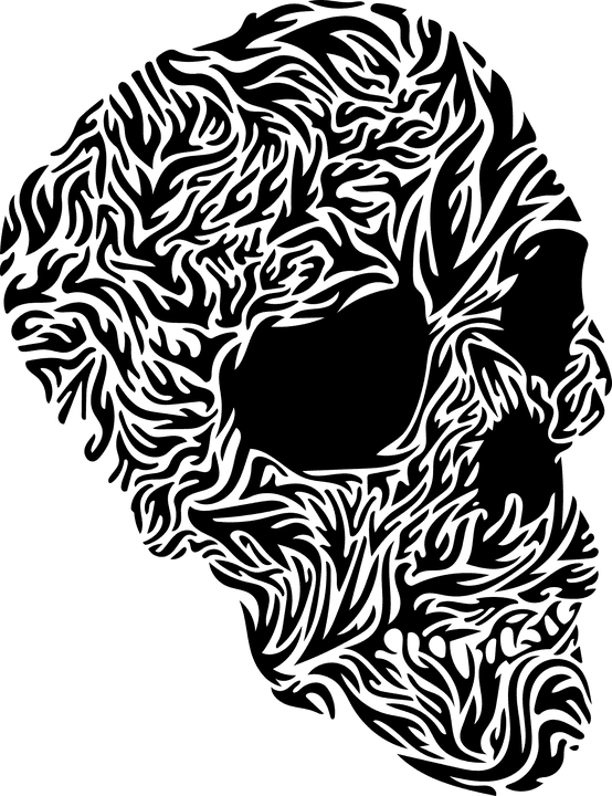 Skull, Flames, Abstract, Art, Design, Tattoo, Fire - Black Skull Design Tattoo, HD Png Download - Transparent PNG Free Download | PNGio