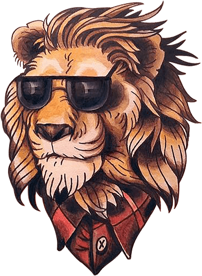 School Old Painted Flash Head Lion Clipart - Old School Tattoo Animal, HD Png Download - Transparent PNG Free Download | PNGio