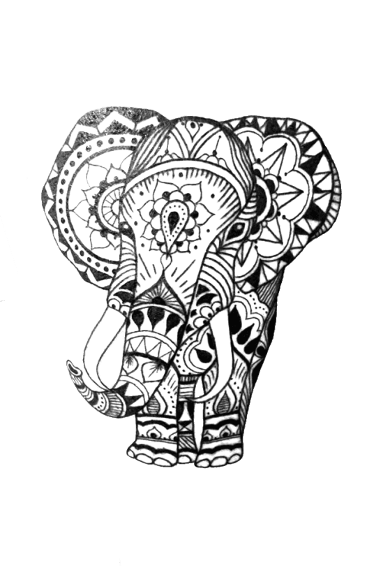Sleeve Tattoo Elephant Mehndi Henna - Small Elephant Tattoo Mandala, HD Png Download - Transparent PNG Free Download | PNGio