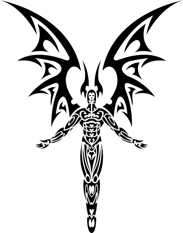 Devil Tattoo Free Png Image - Tribal Angel Tattoo Designs, Transparent - Transparent PNG Free Download | PNGio