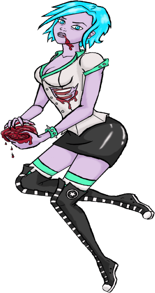 Purple-skin Zombie Pin Up Girl With Blue Hair Tattoo - Pin Up Tattoo Png Transparent, Png Download - Transparent PNG Free Download | PNGio
