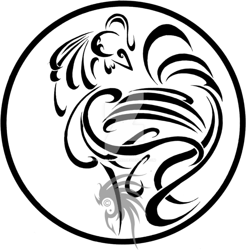 Happy New Lunar Year Tribal Rooster By Saki-blackwing - Year Of The Rooster Tattoo, HD Png Download - Transparent PNG Free Download | PNGio