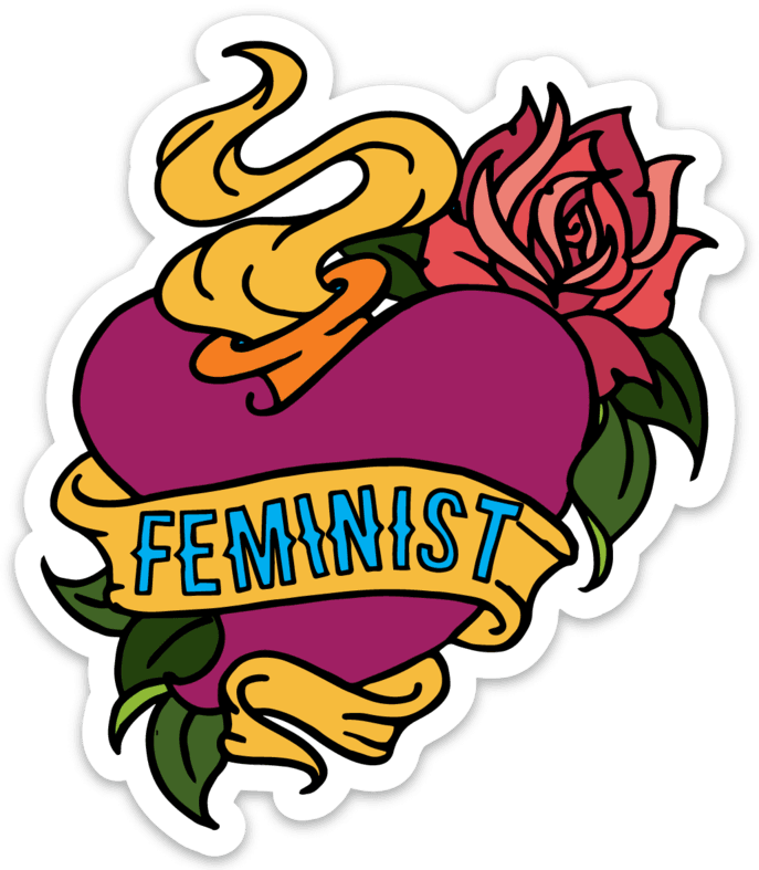 Feminist Tattoo Sticker - Traditional Heart Tattoo Outline, HD Png Download - Transparent PNG Free Download | PNGio