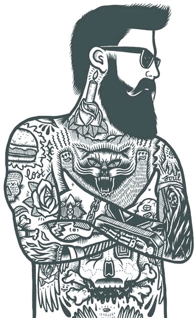 Tattoo Bearded Sleeve Artist Removal Ink Clipart - Beard And Tattoos Cartoon, HD Png Download - Transparent PNG Free Download | PNGio