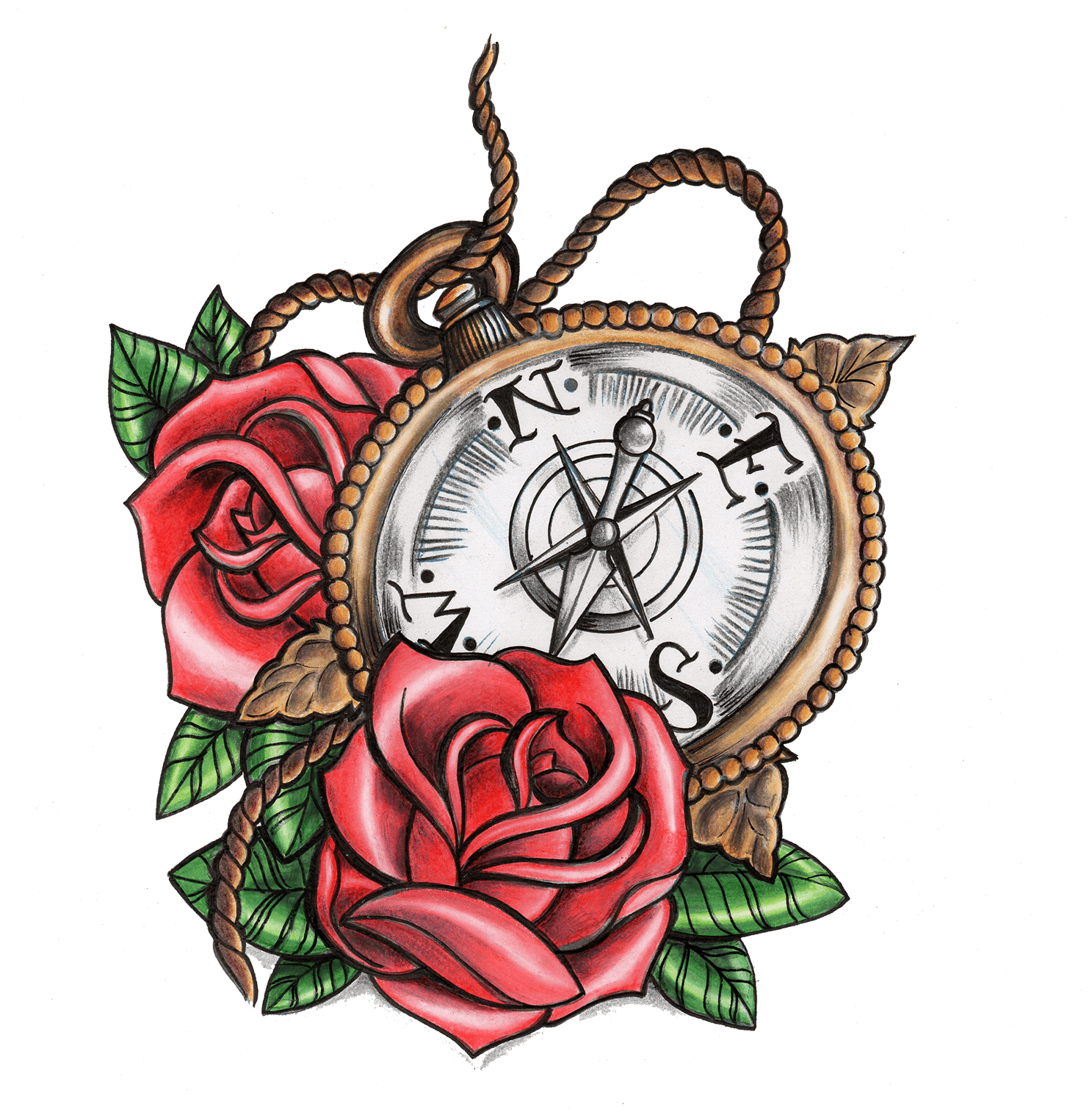 Old School Tattoo Compass , Png Download - Tattoo Roses Old Skool, Transparent - Transparent PNG Free Download | PNGio