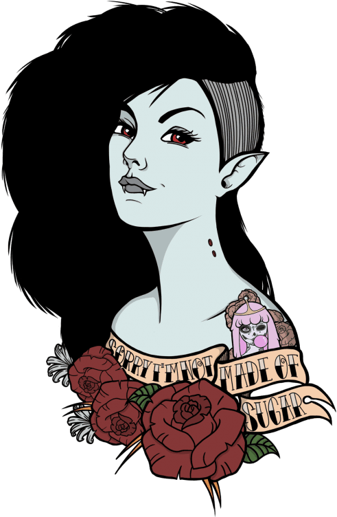 Marceline Portrait By Guiganoide Features A Tattooed - Adventure Time Marceline Tattoo, HD Png Download - Transparent PNG Free Download | PNGio