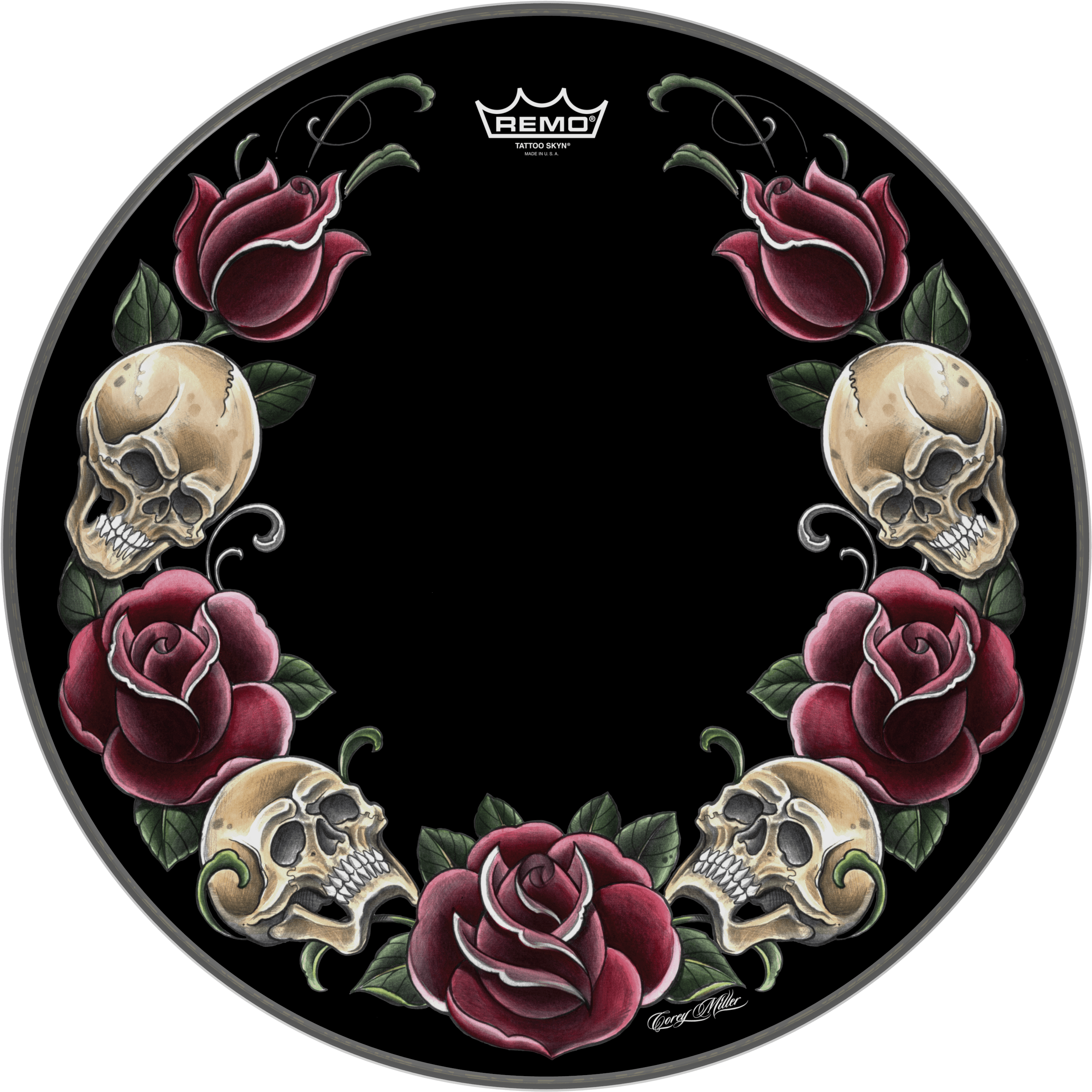 Remo Powerstroke P3 Skyndeep Bass Drumhead-tattoo Rock - Remo Tattoo Skin, HD Png Download - Transparent PNG Free Download | PNGio