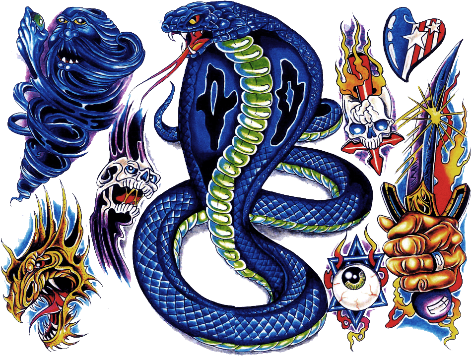 Colored Tattoo Shape - New School Tattoo Flash, HD Png Download - Transparent PNG Free Download | PNGio