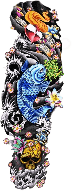#tattoo #tattoosleeve #koifish #tattooflash #freetoedit, HD Png Download - Transparent PNG Free Download | PNGio