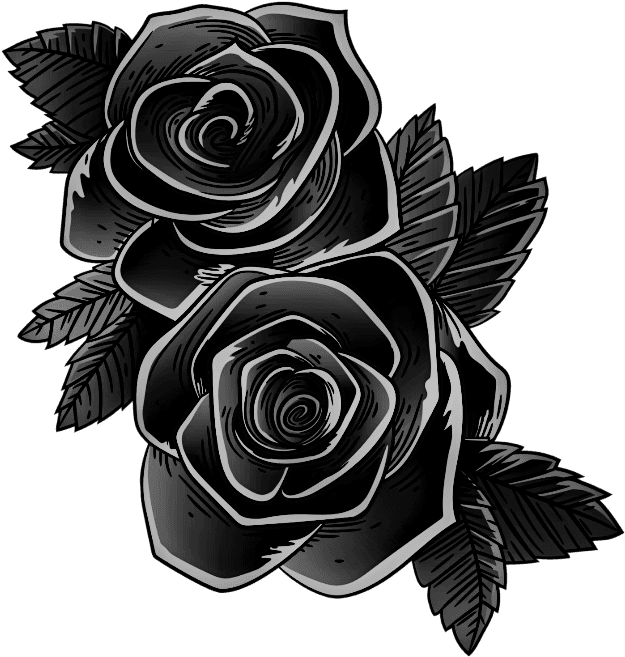 ##blackandwhite #black #roses #eose #blackroses #blackrose - Purple And Blue Rose Tattoo Design, HD Png Download - Transparent PNG Free Download | PNGio