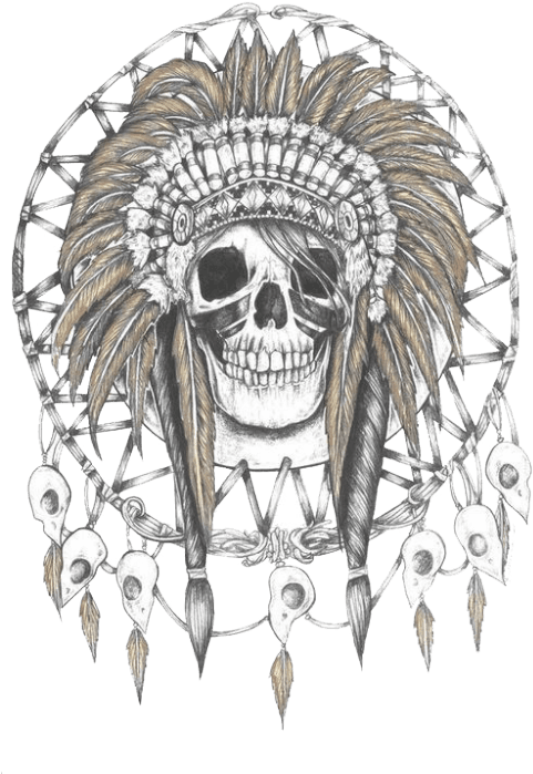 Skull Dream Catcher Tattoo - Indian Skull Dream Catcher, HD Png Download - Transparent PNG Free Download | PNGio