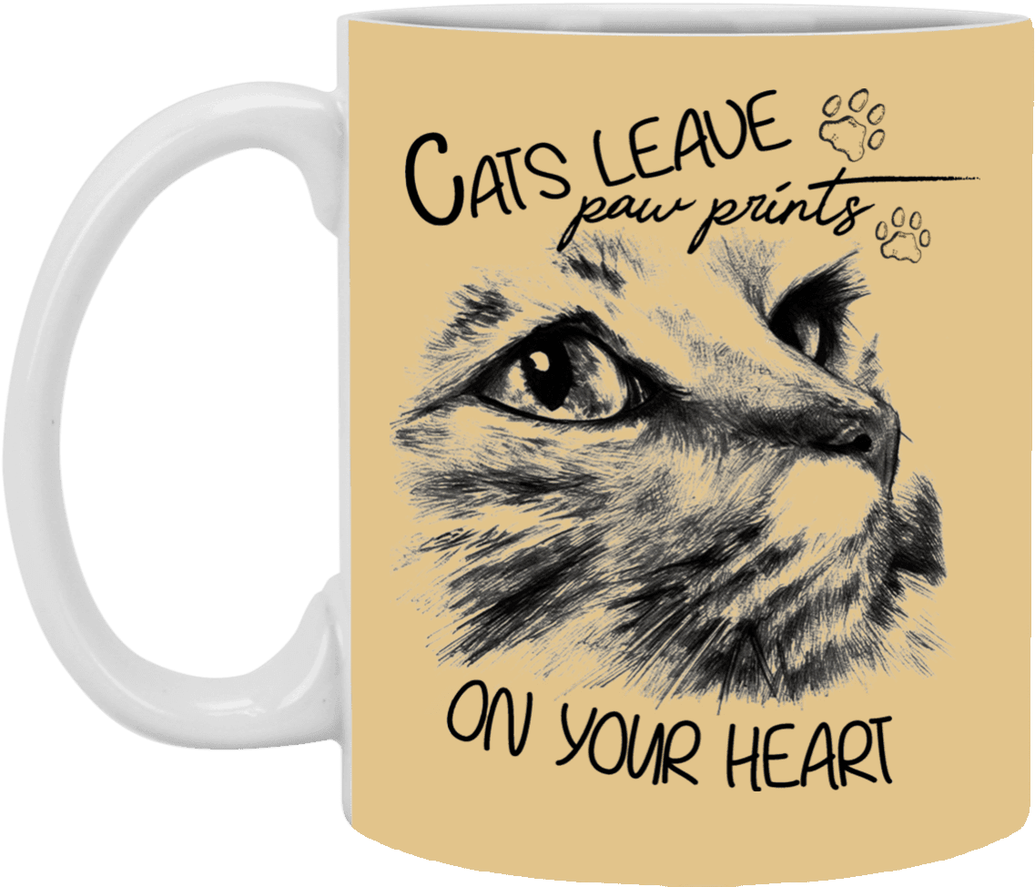 Cats Leave Paw Prints On Your Heart Cat Mug" Class= - Cat Face Tattoo Designs, HD Png Download - Transparent PNG Free Download | PNGio