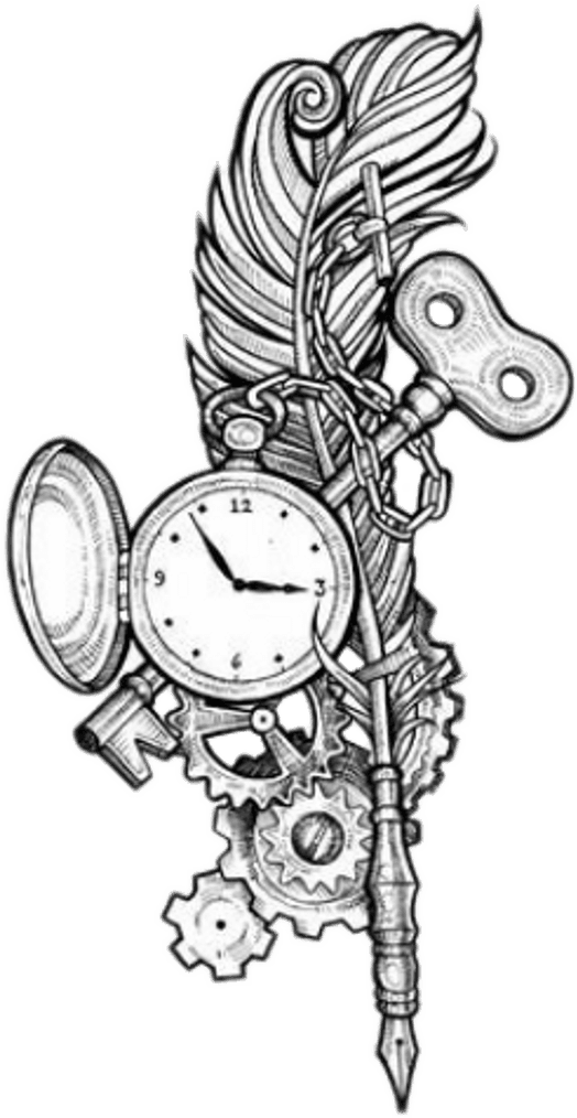 Feather Feathertattoo Pocketwatch Key Tattoodesign - Steampunk Tattoo Sketch, HD Png Download - Transparent PNG Free Download | PNGio