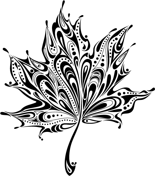 Felicia Schneiderhan Black And White Maple Leaves Tattoo- - Abstract Design Of Leaf, HD Png Download - Transparent PNG Free Download | PNGio