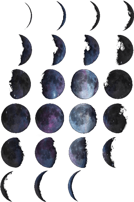 Transparent Moon Phases Clipart - Moon Phases Watercolor Tattoo, HD Png Download - Transparent PNG Free Download | PNGio