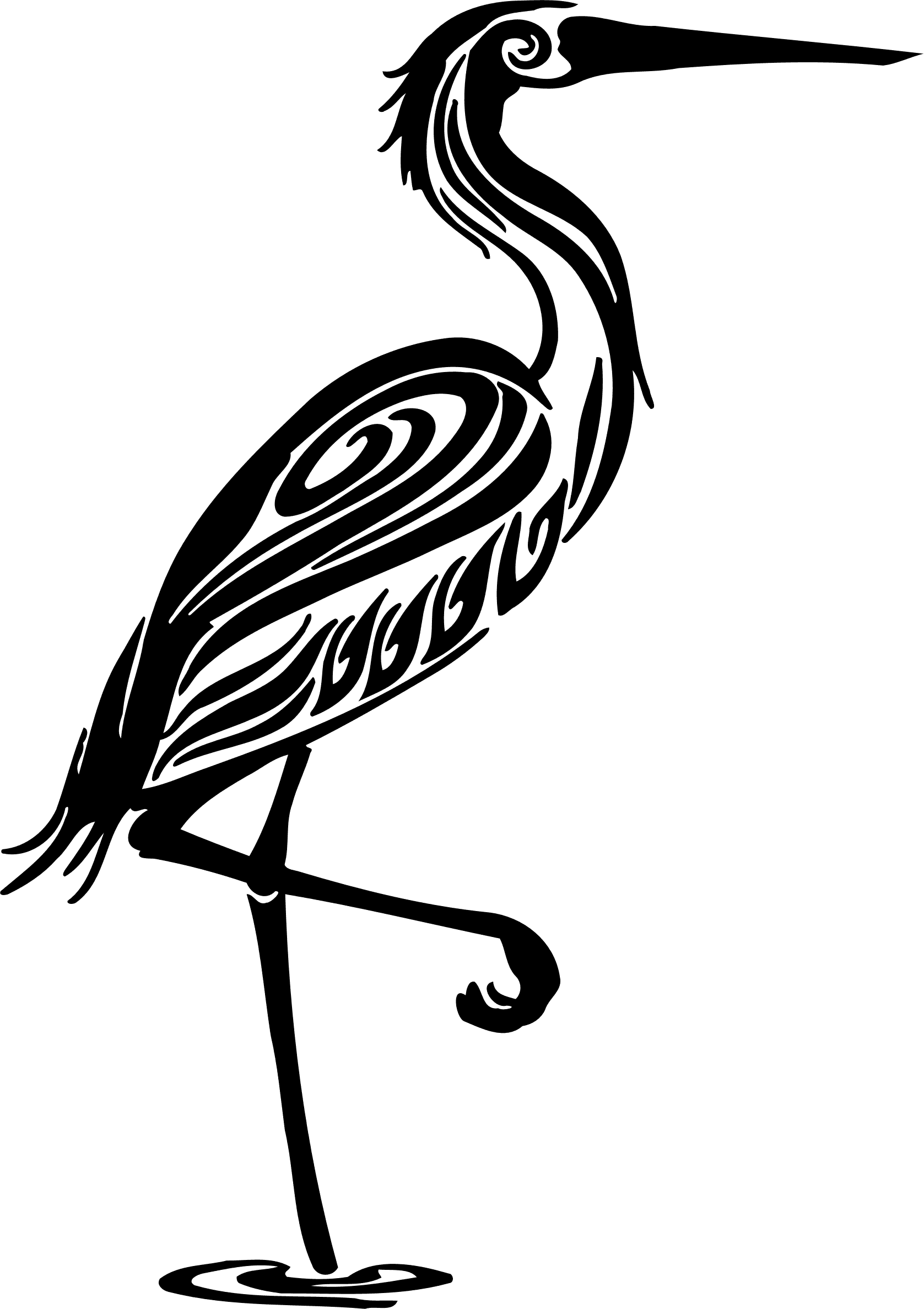 Tribal Crane Bird Vinyl Sticker Wall Art, Black Clipart - Heron Tattoo, HD Png Download - Transparent PNG Free Download | PNGio