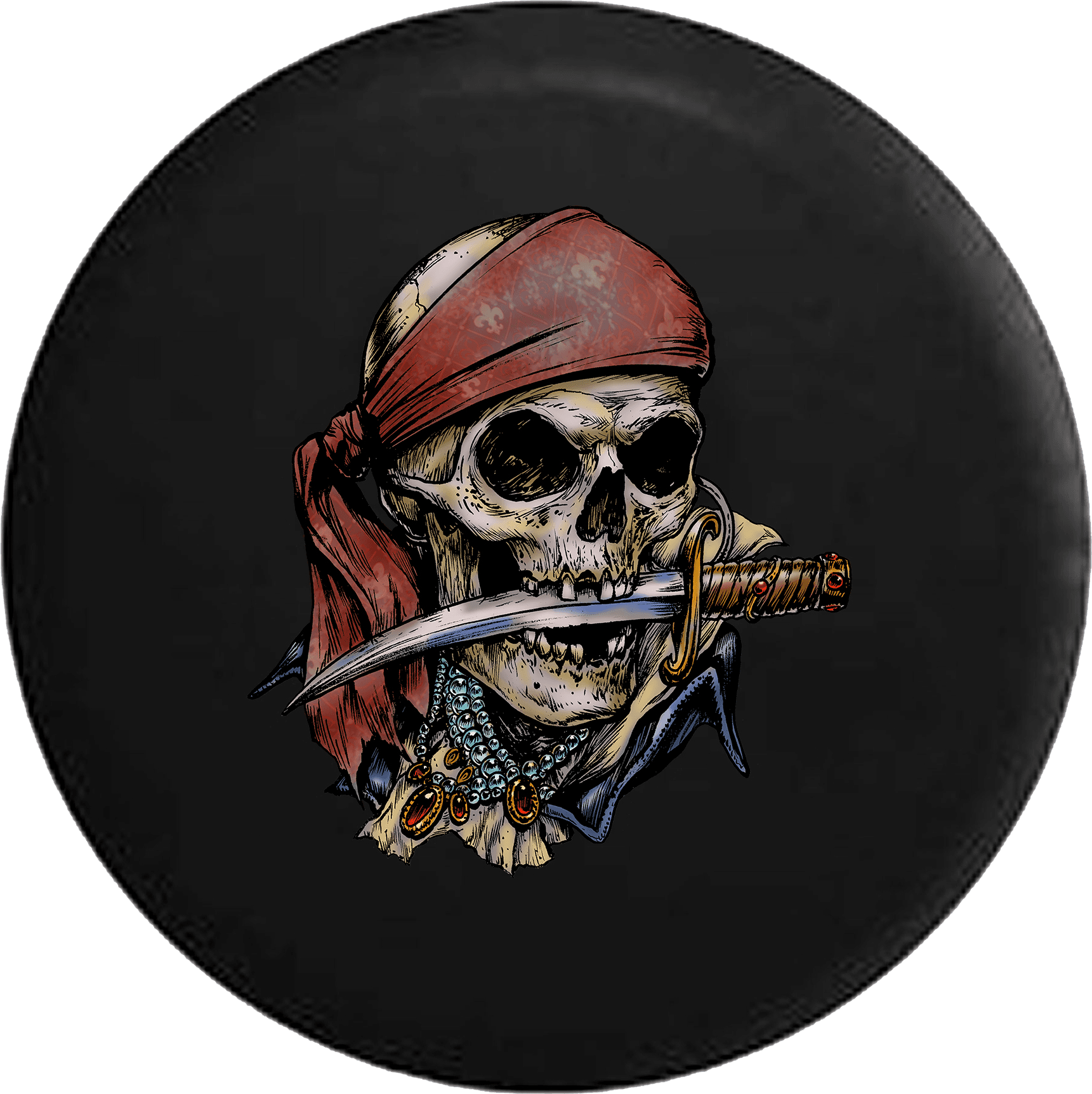 Pirate Skeleton With Sword And Treasure Rv Camper Spare - Pirate Skulls Tattoo Design, HD Png Download - Transparent PNG Free Download | PNGio