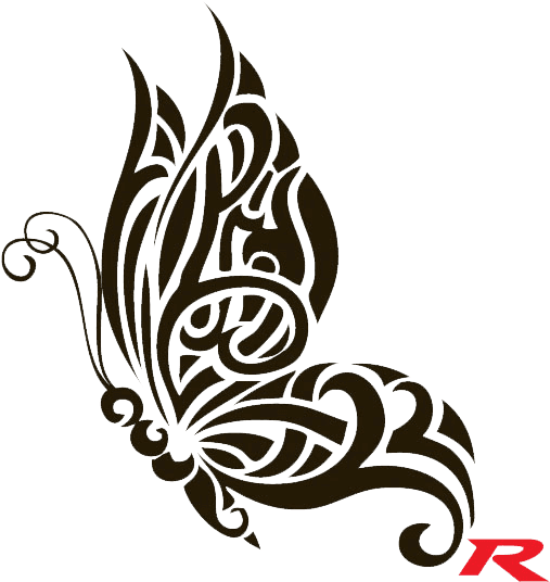 Black B Red R - Hawaiian Tattoo Butterfly Designs, HD Png Download - Transparent PNG Free Download | PNGio
