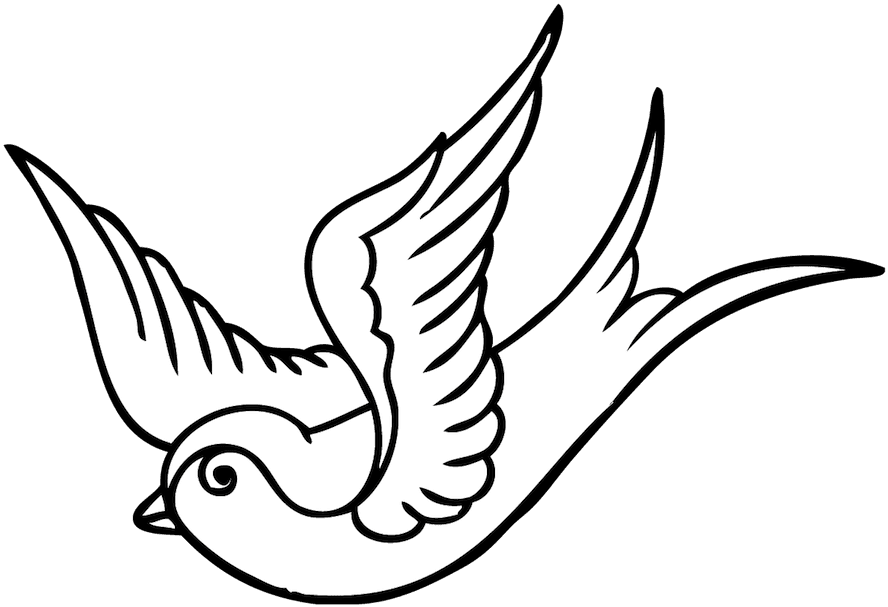 Swallow Tattoo Colombe Drawing Coloring Book - Swallow Tattoo Png, Transparent - Transparent PNG Free Download | PNGio