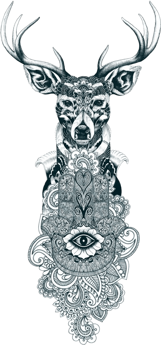 Reindeer Tattoo Drawing Gray Wolf - Animal Tattoo Mandalas, HD Png Download - Transparent PNG Free Download | PNGio